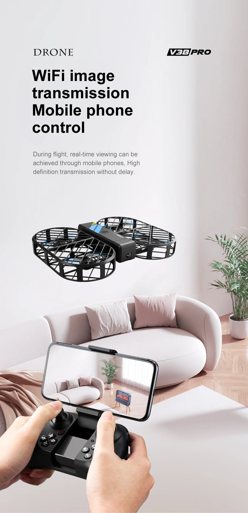 Foldable 6K Camera Drone with WiFi FPV and Headless Mode - Tidesmit V38 Tidesmit