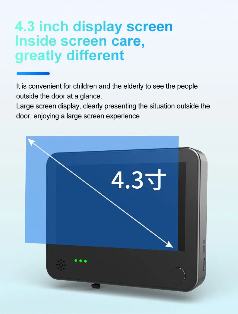 DANMINI 4.3'' Smart Door Peephole Camera WiFi Tuya Human Detection 6000mAh 120° 2KHD  3MP IPS HD Screen Remote Video Eye