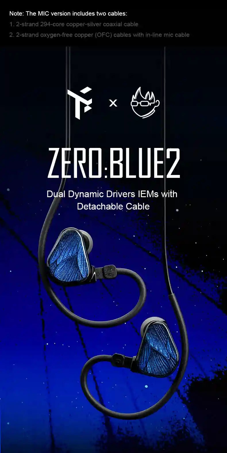 TRUTHEAR Zero Dual Dynamic Driver In-Ear Monitors with Detachable Cable Tidesmit