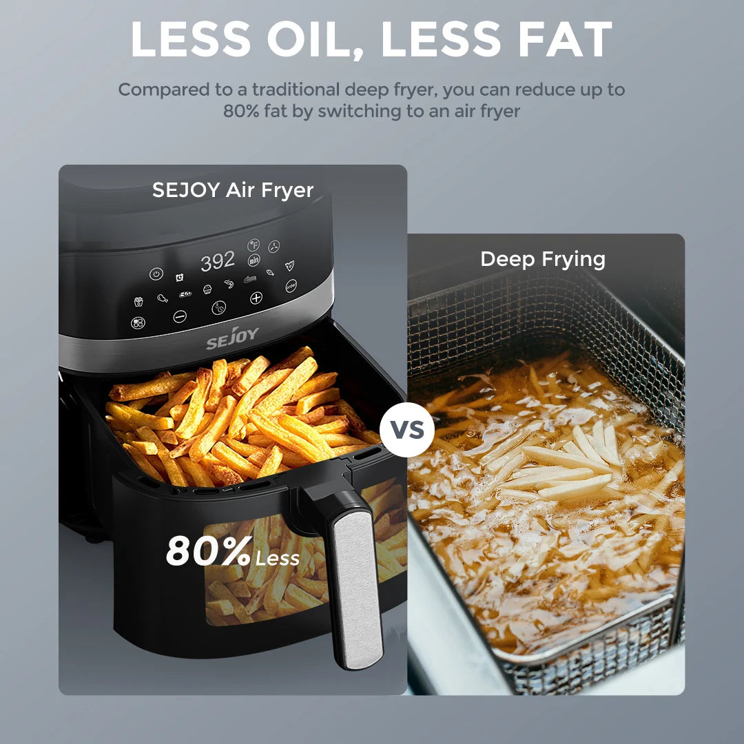 8-in-1 Air Fryer 6 Qt, Premium Ceramic Coating,Precise Heating for Even Results, Air Fry, Roast, Bake, Broil,Frozen, Proof,120V