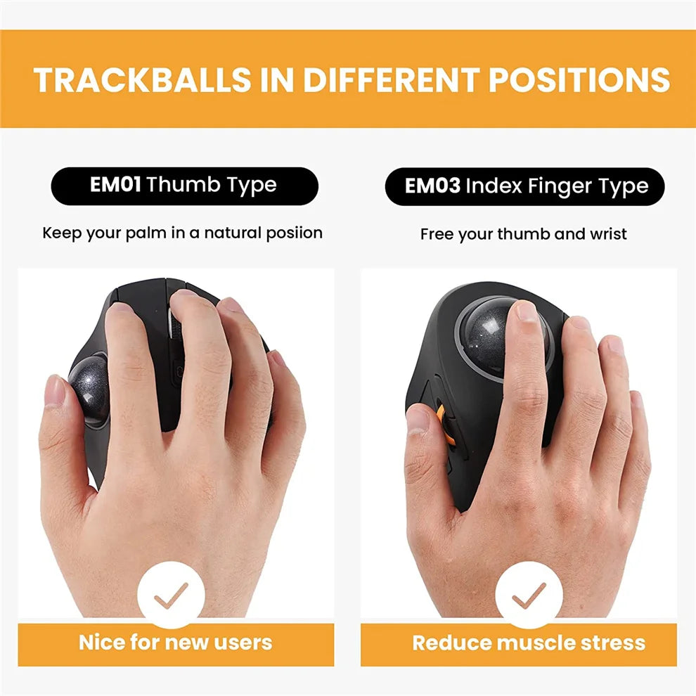 Jomaa RGB Backlit Trackball Mouse Control for Gaming Bluetooth Right Hand Vertical Trackball Mouse for Gamer Windows Mac