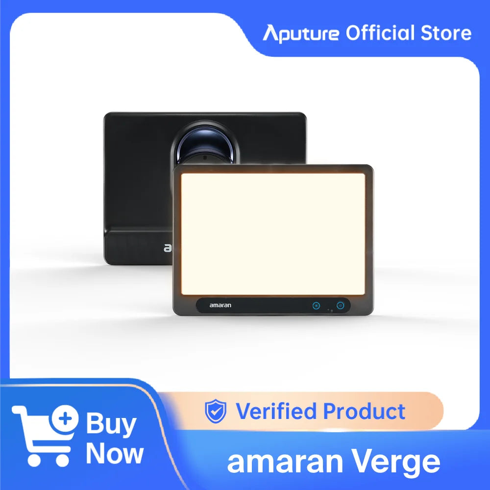 Amaran Verge rectangular black LED video light panel for photography and video lighting.
