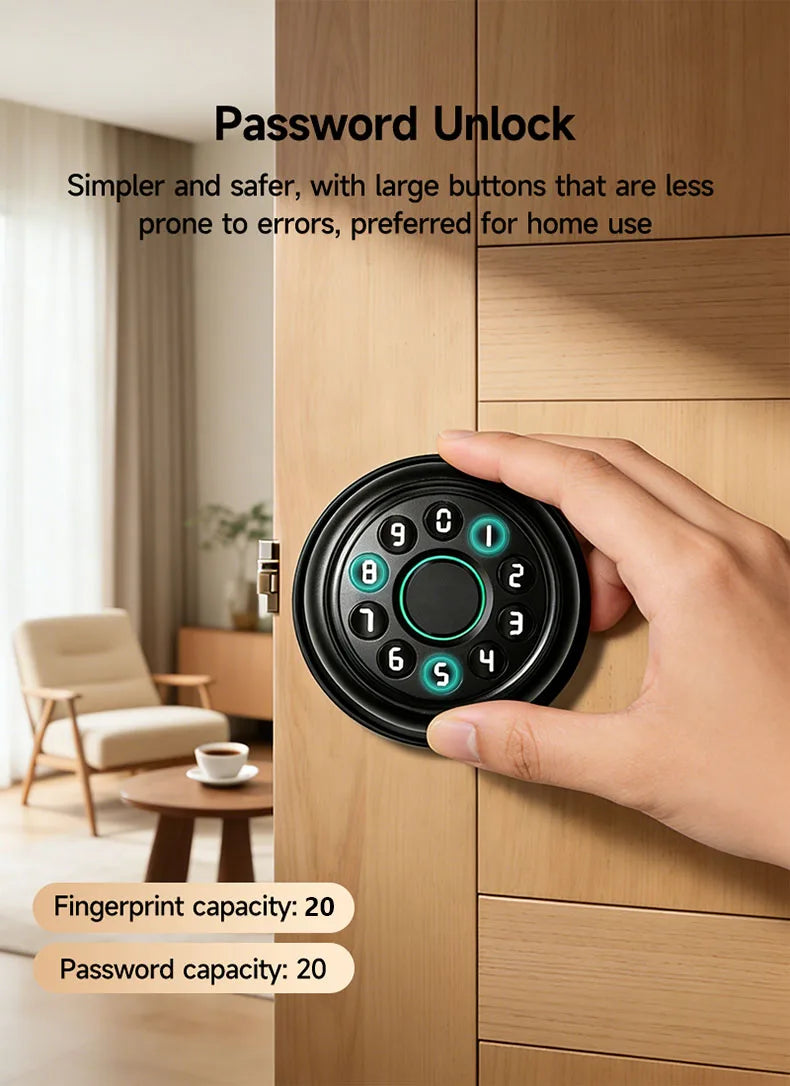 ICCSSI K10CPLUS Smart Lock Tuya Spherical Door Lock Tuya Fingerprint Password Key 4-in-1 Unlock for Airbnb Home Aluminum Alloy