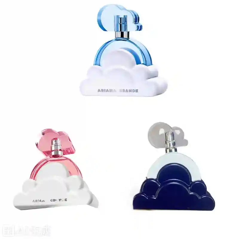 Ariana Grande Cloud Eau de Toilette perfume set for women in iconic cloud-shaped bottles, 100ml long-lasting fragrance.