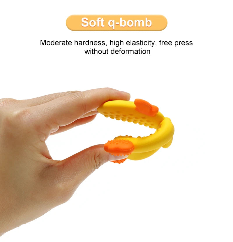 New Arrival Baby Teether Cartoon Duck Shape Silicone Teether Pacifier Clip Baby Toy Teething Accessories