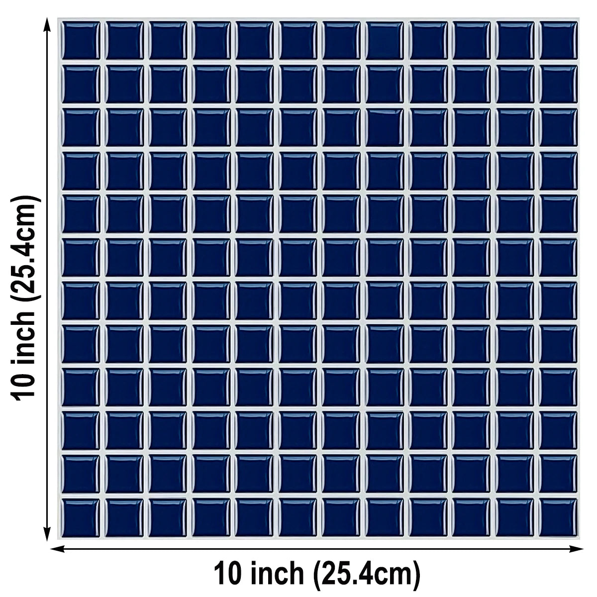 Navy blue 3D mosaic brick wall stickers, square tile pattern on a vinyl sheet