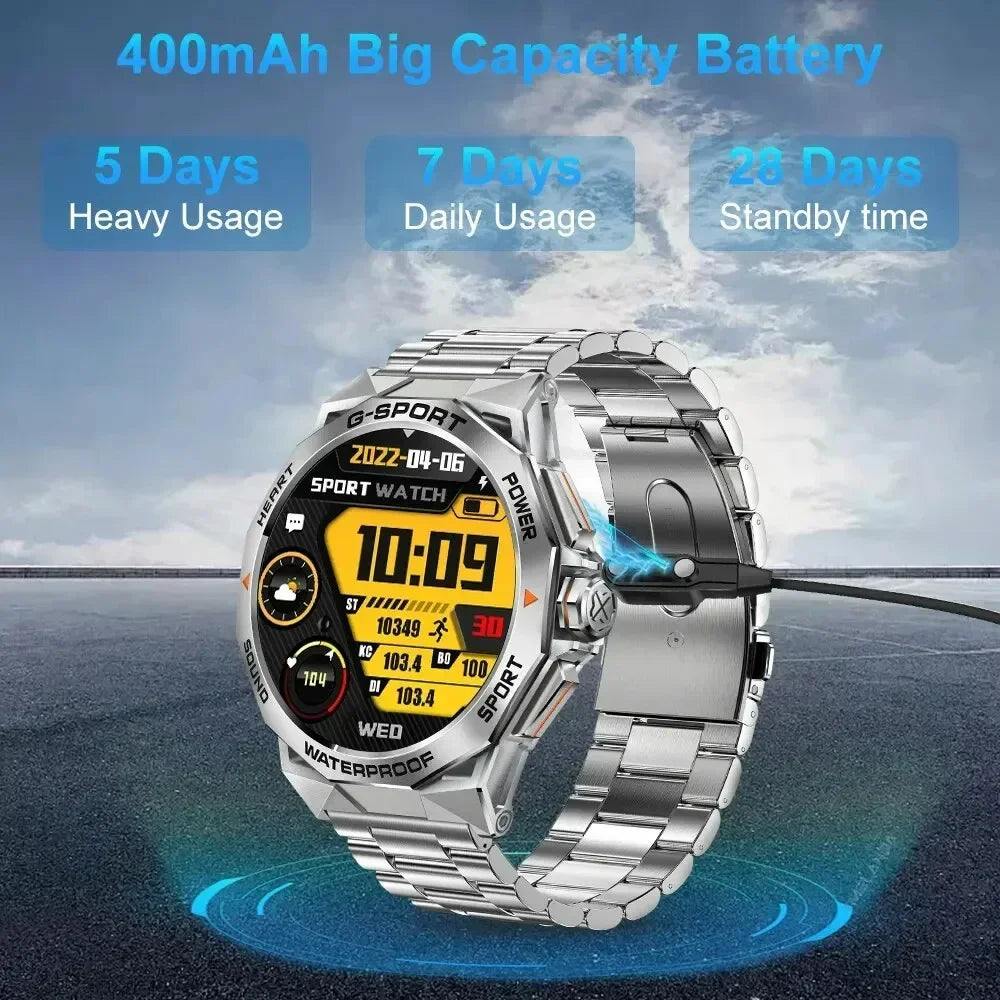 1.43inch AMOLED Screen Smartwatch Men Outdoor Sports Fitness 400mAh Large Battery Bluetooth Call Music Heart Rate Smart Bracelet