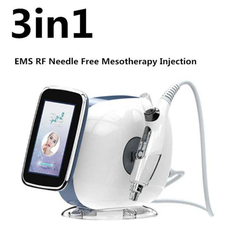 3-in-1 nano vacuum mesotherapy gun with RF, EMS, and touchscreen for professional facial lifting and wrinkle removal.