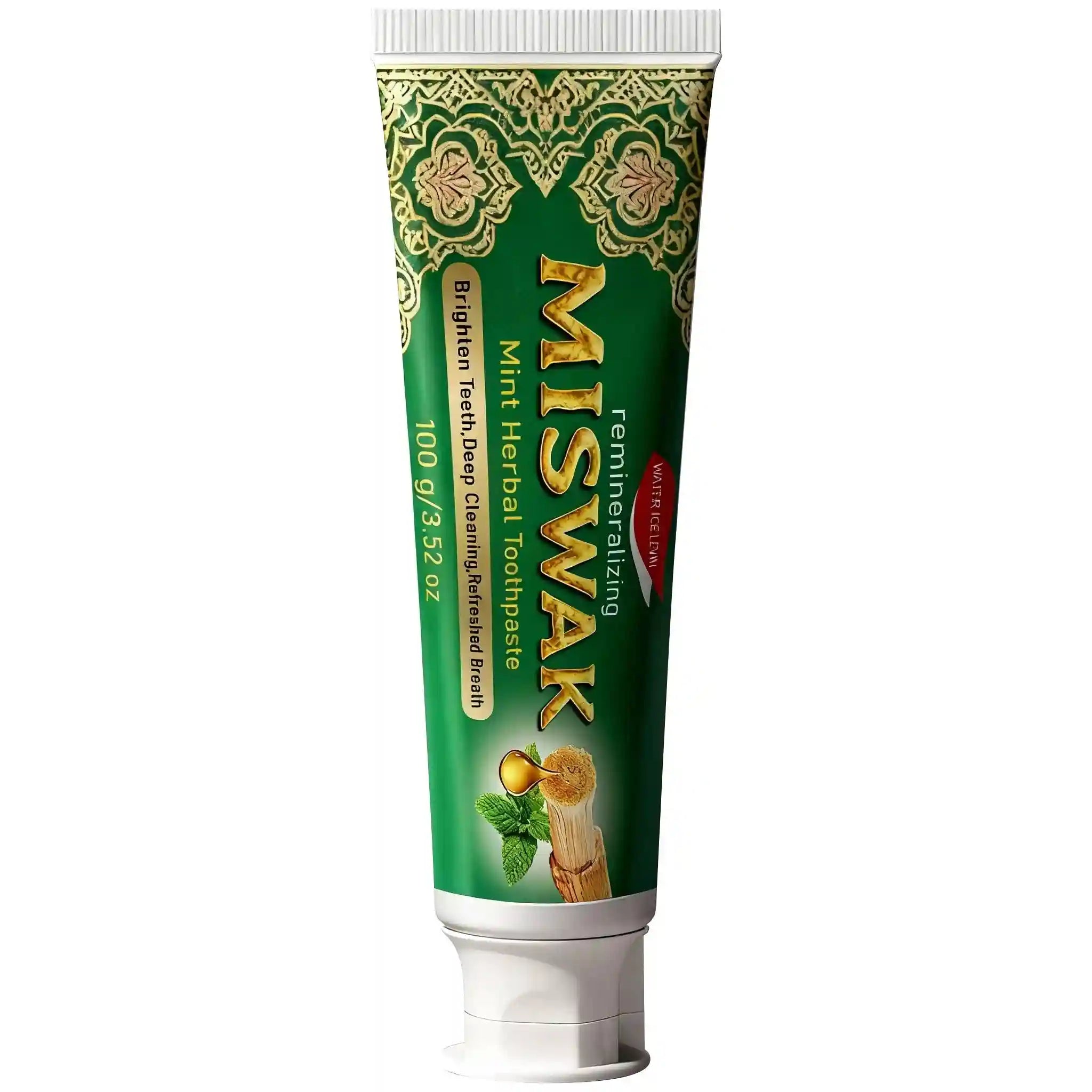 Tidesmit Miswak Mint Herbal Toothpaste with Hydroxyapatite for deep cleansing and natural teeth whitening.