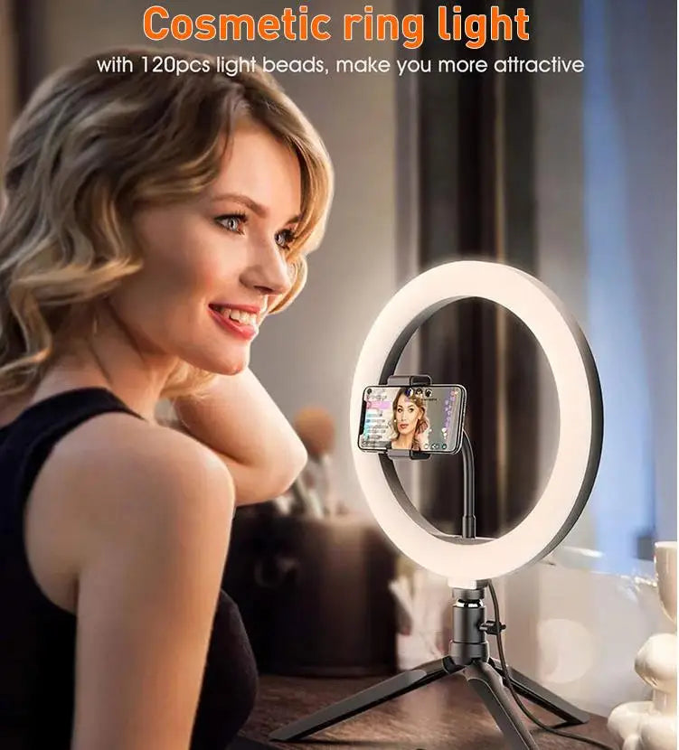 10-Inch LED Ring Light with Adjustable Tripod Stand for Content Creation Tidesmit