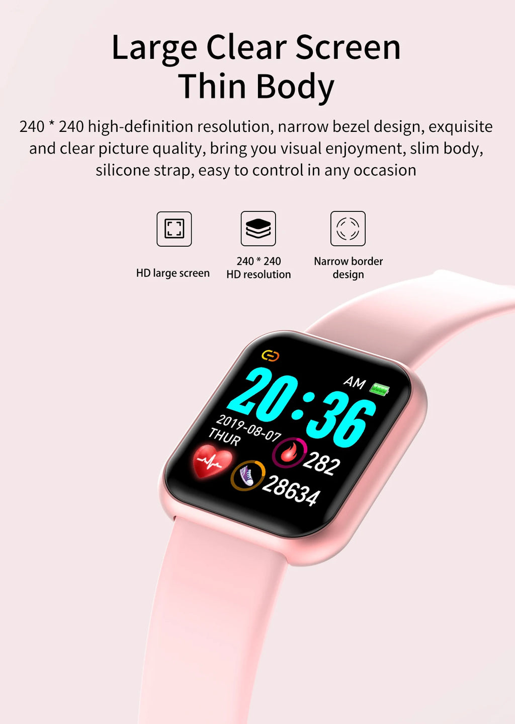 Smart Watch Message Remind Music Control Calorie Distance Fitness Tracker Men Smartwatch Women Kids Watches Clock Alarm Y68 D20
