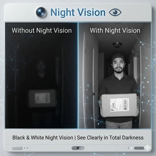 Black door peephole night vision camera with IR illumination for dark areas