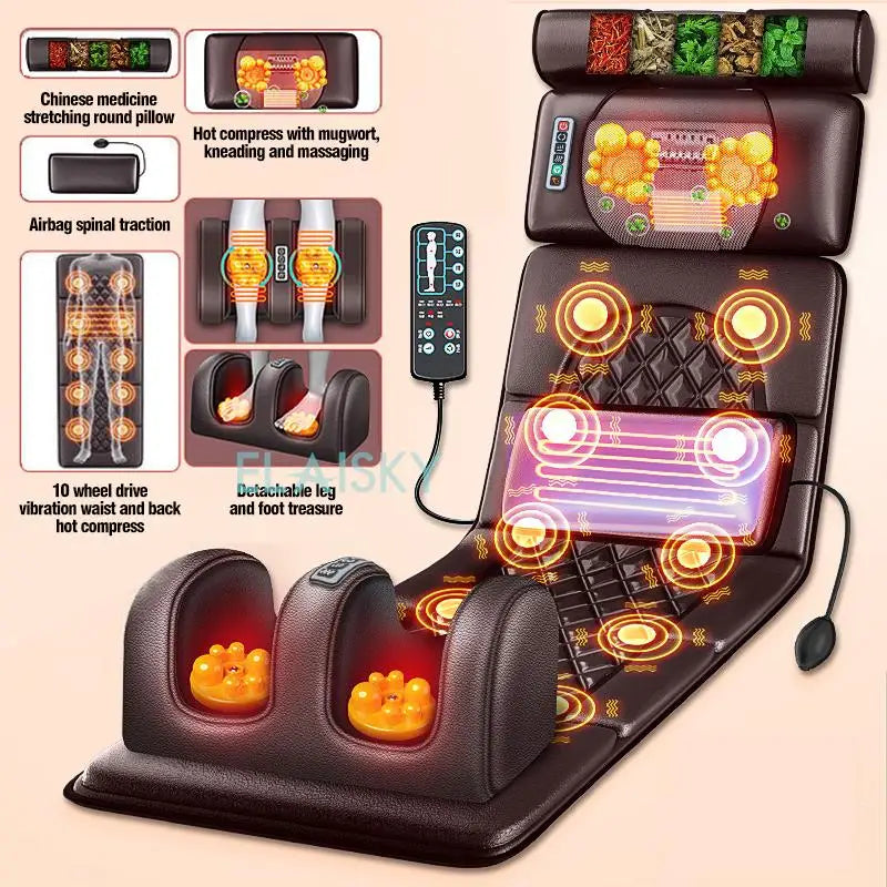 Full Body Massage Mattress with Heat Therapy & Vibration - Grey Massage Chairs Brown Tidesmit