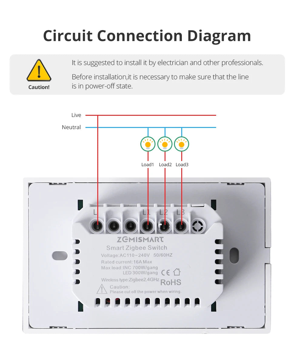 Zemismart Zigbee US Wall Light Switch Work with Tuya Smart Life APP No Neutral Interruptor Timer Alexa Google Home Voice Control