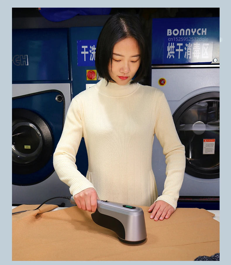 Tidesmit 60W professional lint remover machine showing side profile and detachable lint storage compartment