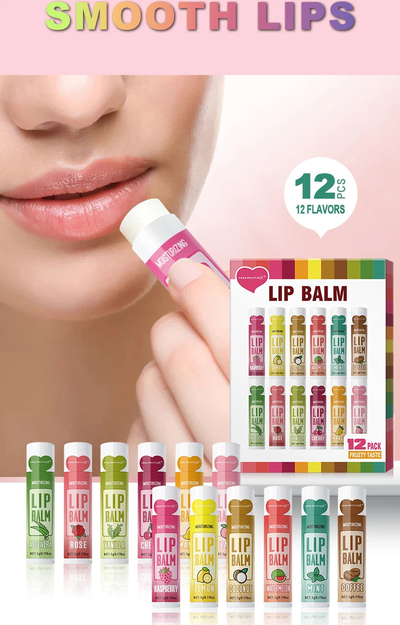 Lip Balm Set - 12-Piece Moisturizing and Exfoliating Care by Tidesmit Lip Care Tidesmit