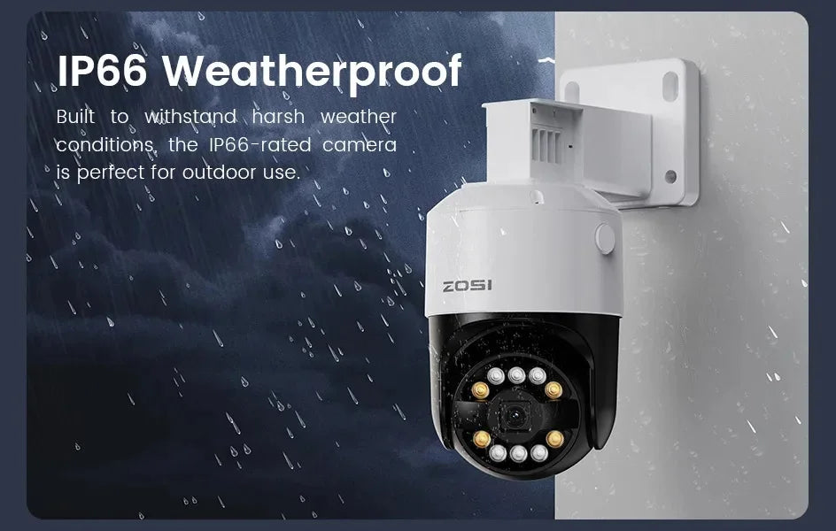 ZOSI 8MP 5MP PoE Outdoor IP Security Camera AI Detection Starlight Color Night Vision 4K 3K HD PTZ Video Surveillance Cam CCTV