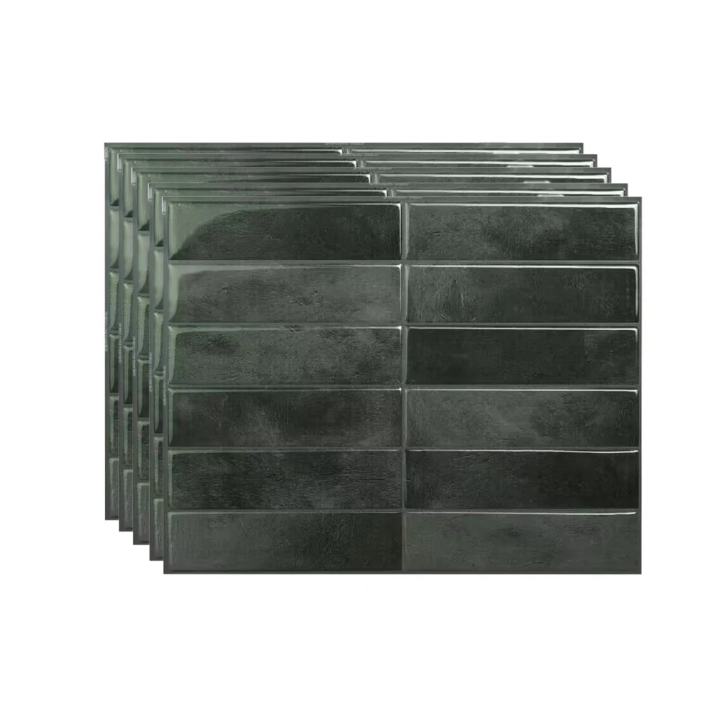 3D self-adhesive peel-and-stick backsplash tile sheets, black mosaic design