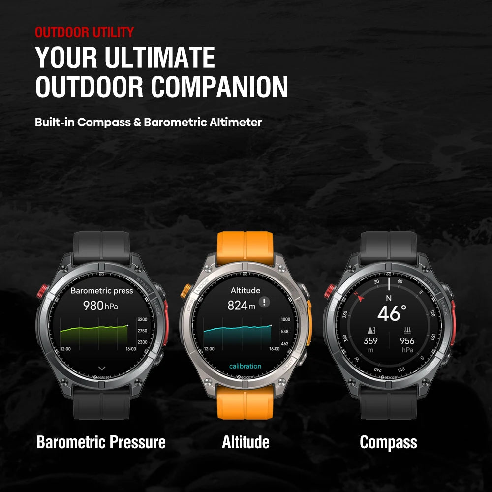 Stratos 4 GPS Smart Watch 1.43 AMOLED Display Built-in Compass Barometric Altimeter Flashlight Voice Call Smartwatch