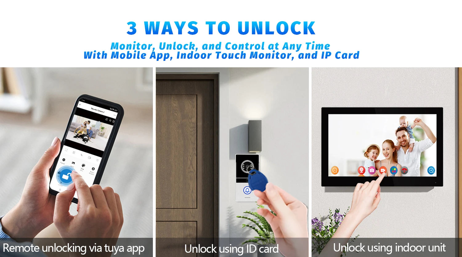 Tuya WiFi Video Intercom with 7'' HD Display, Dual-Mode Night Vision & Waterproof Design, Video Door Bell for Villa/Gate