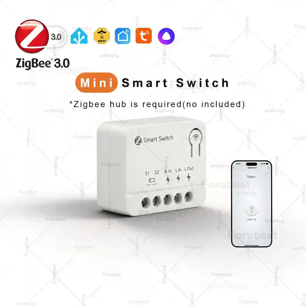 Zigbee Smart Switch Module 10A Remote Timer Relay for Smart Home Tidesmit