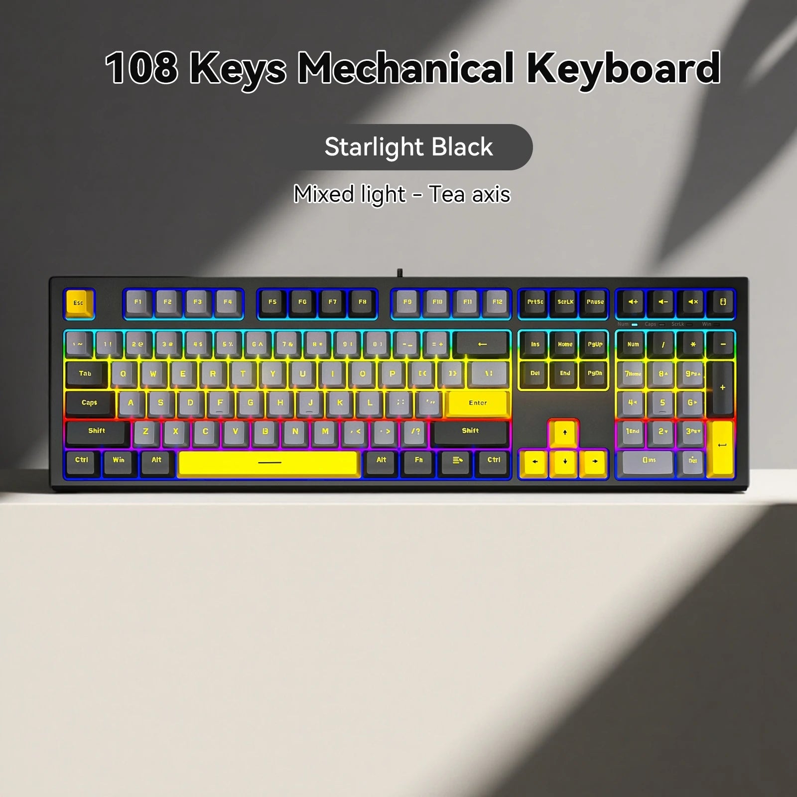 108-Key Wired Mechanical Gaming Keyboard | LED Backlit | Low Latency Anti-Ghosting | Dedicated Gaming Chip | for PC/Mac Gamer