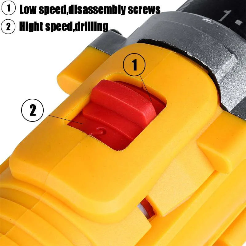 Gisam Cordless Impact Drill Electric Screwdriver Rechargeable Handheld Hammer Drill Power Tool 25+3 Torque Driver Li-ion Battery