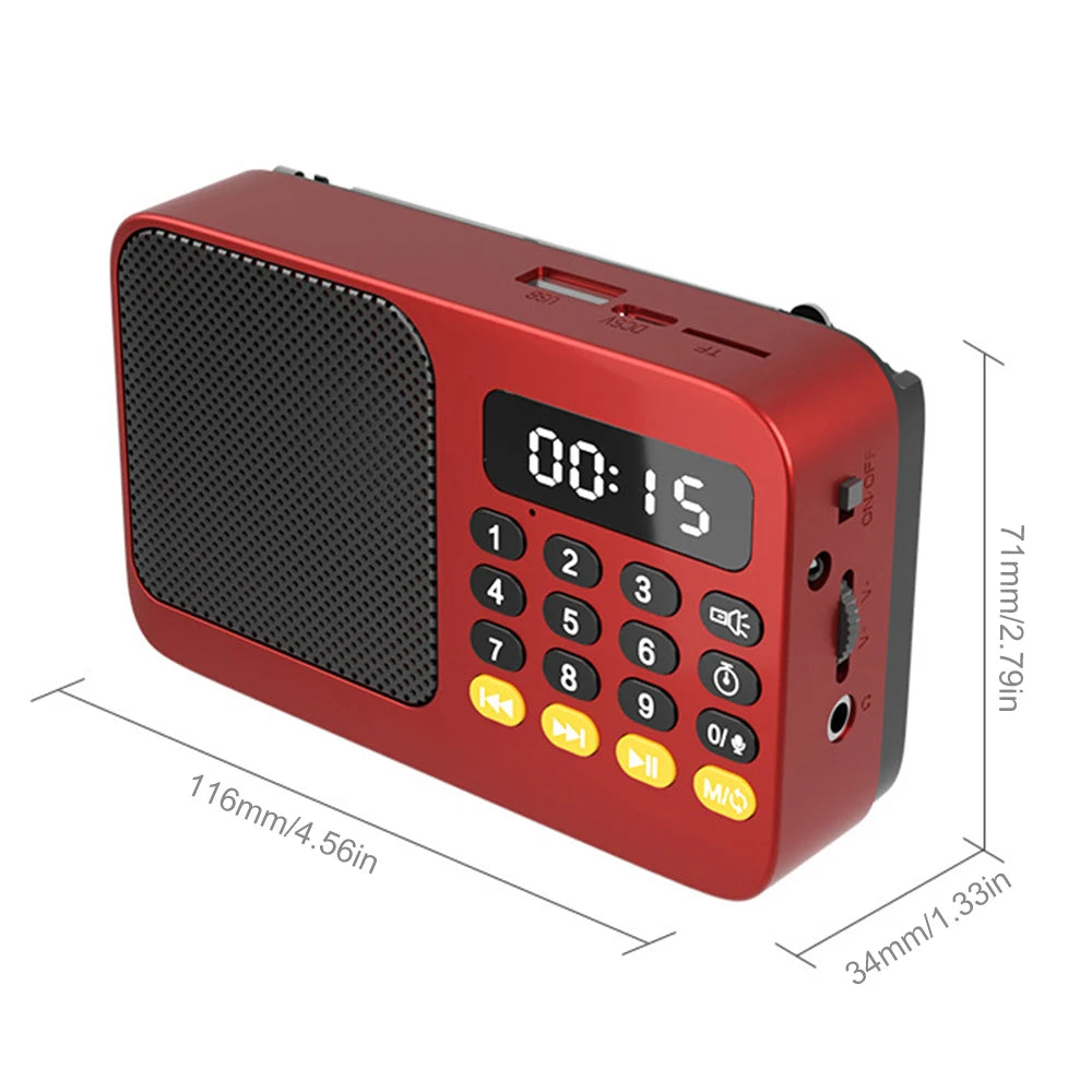 Bluetooth 5.0 FM Radio Portable Speaker with LED Light Support Recording TF Card USB Play Wireless Speaker Radio FM Receiver