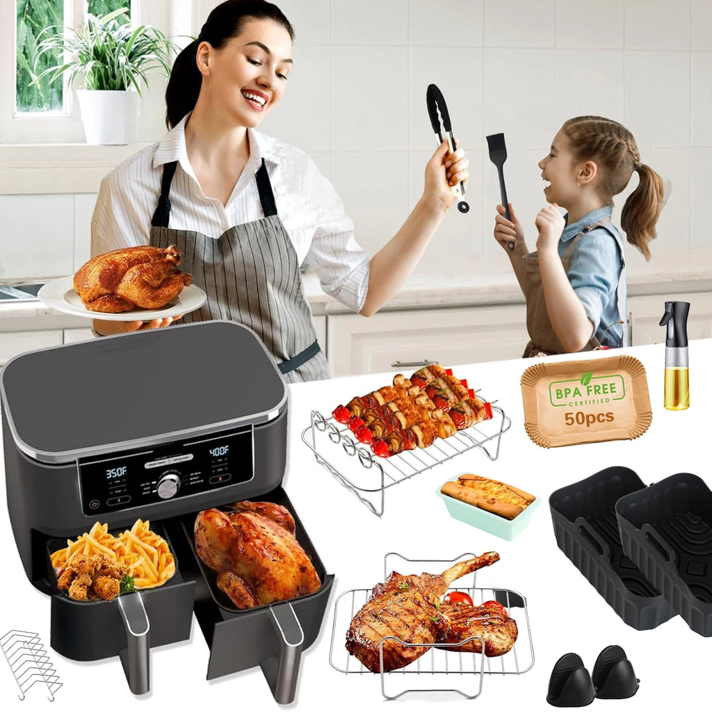Air Fryer Accessories Set for  Ninja Foodi Max Dual Zone Air Fryer AF400EU/AF300EU/AF451EU  With Silicone Air Fryer Mold Baking