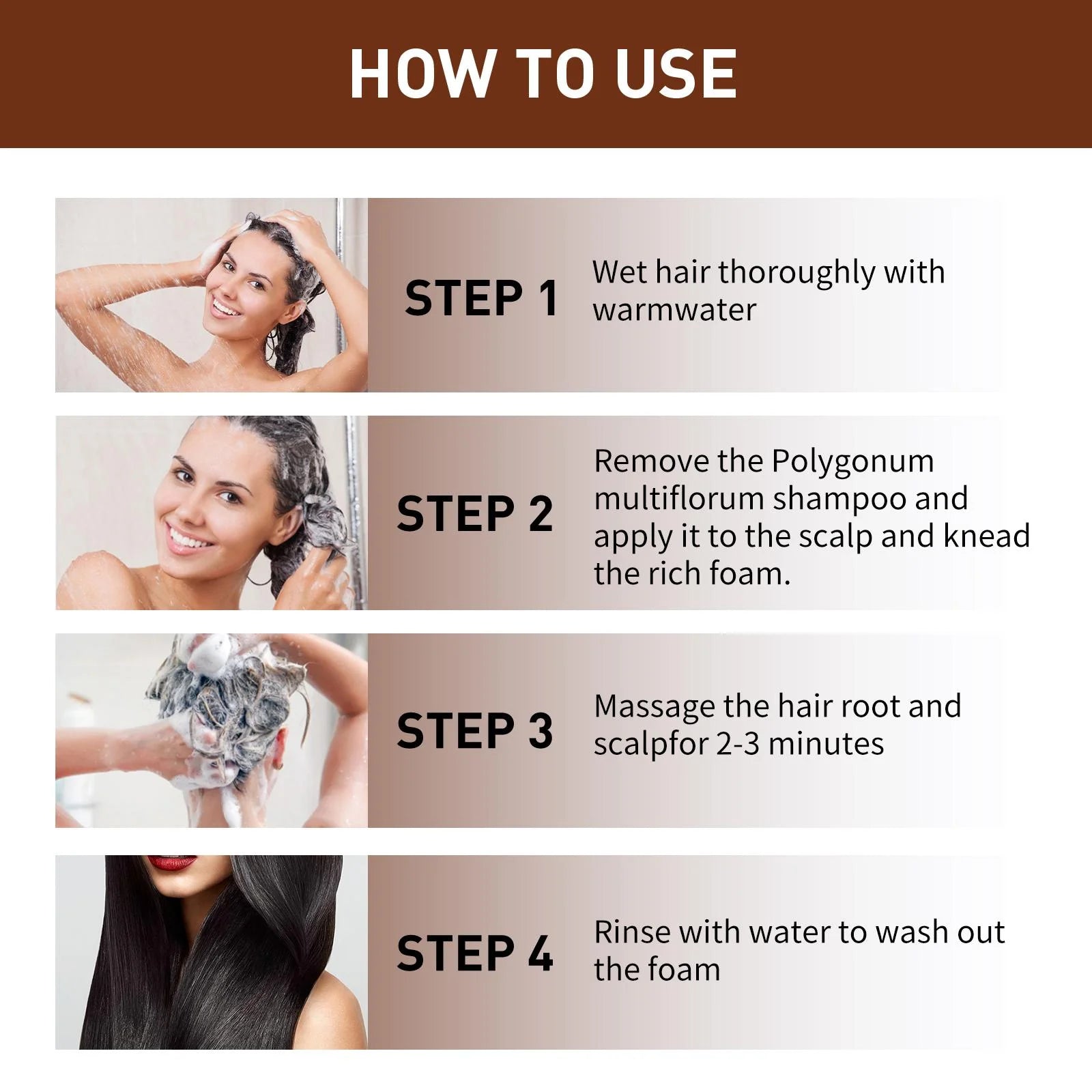 White hair killer, polygonum multiflorum shampoo soap，remove gray hair and restore natural hair color in 7 days