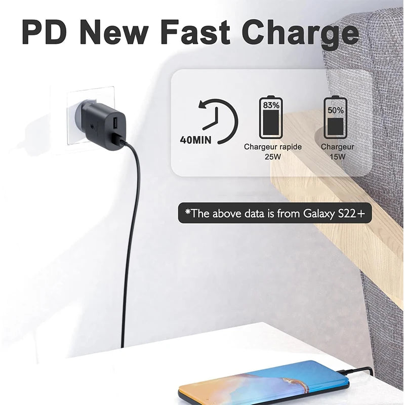 Samsung 25W USB-C Fast Charger Adapter - EU & US Plug Options Tidesmit
