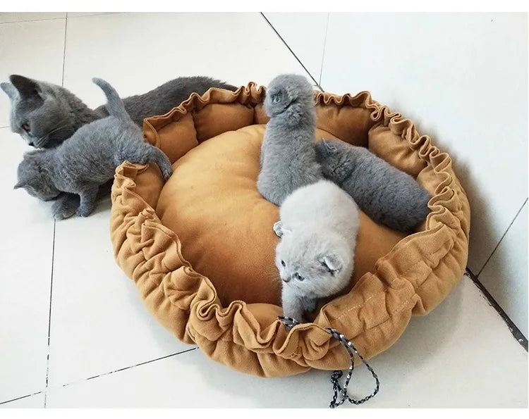 Creative Soft Warm Pet Bed Nest Dual-Use Adjustable Drawstring Pet Nest Bed Pet Cushion For Cats Puppies Pet Supplies
