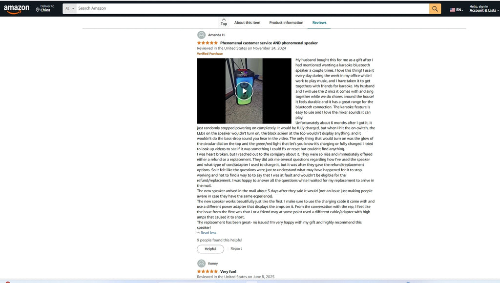 Wireless Bluetooth Speaker, Karaoke Machine with 2 Microphone, Home Karaoke System with LED Party Light, Remote Control