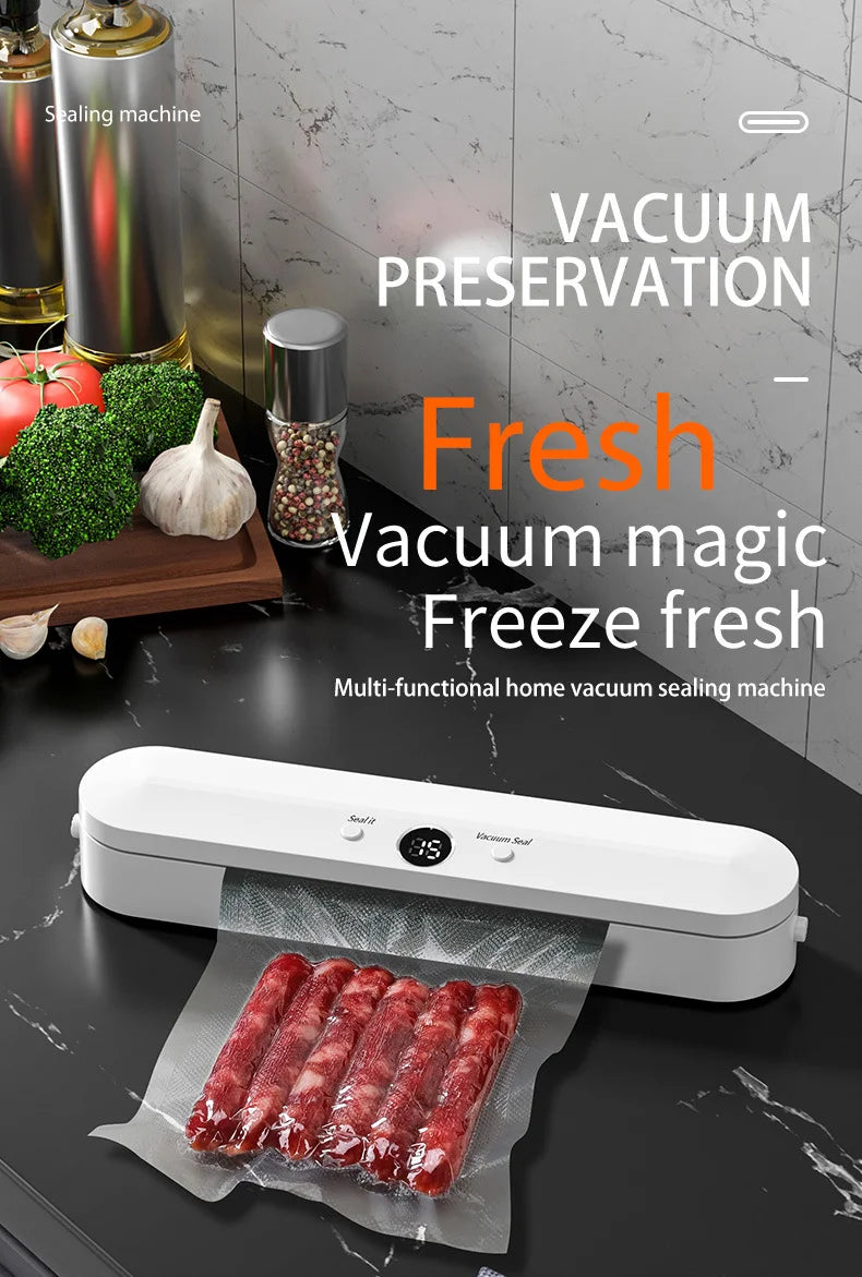 Automatic Vacuum Sealer Machine With 10pcs Free Food Saver Bags for Food Vegetables Fruits Nuts and Meat Storage Proof Sealer