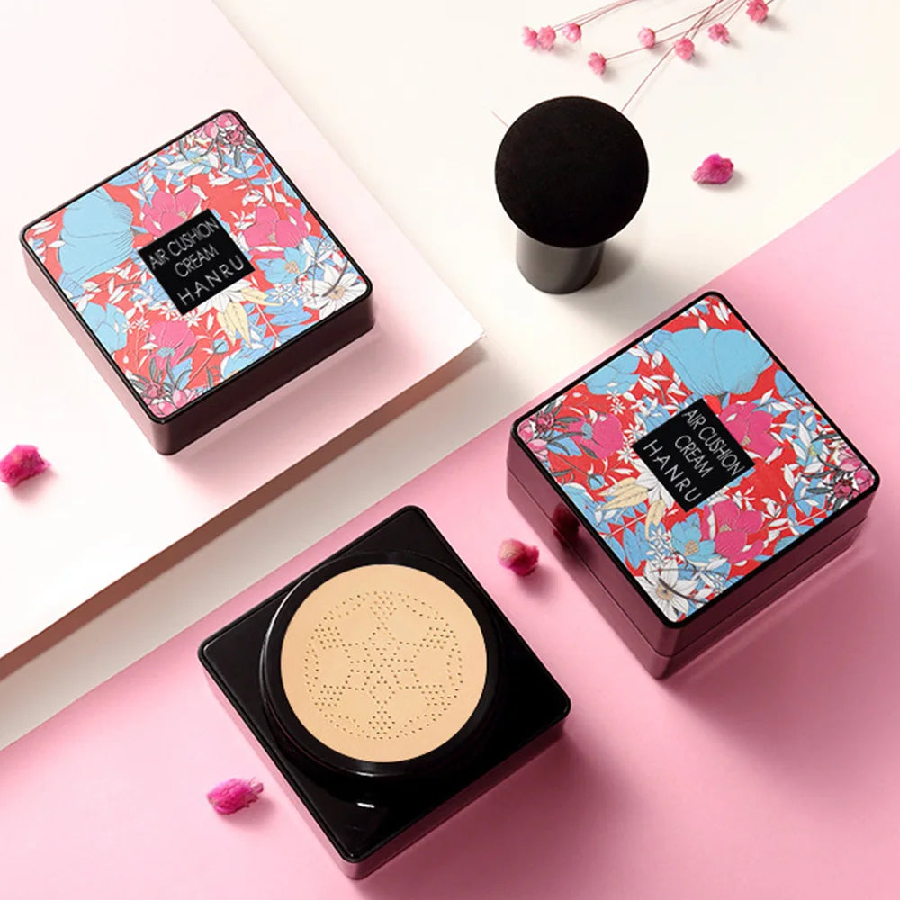 Tidesmit HANRU mushroom air cushion BB cream texture close-up for moisturizing lightweight face makeup coverage