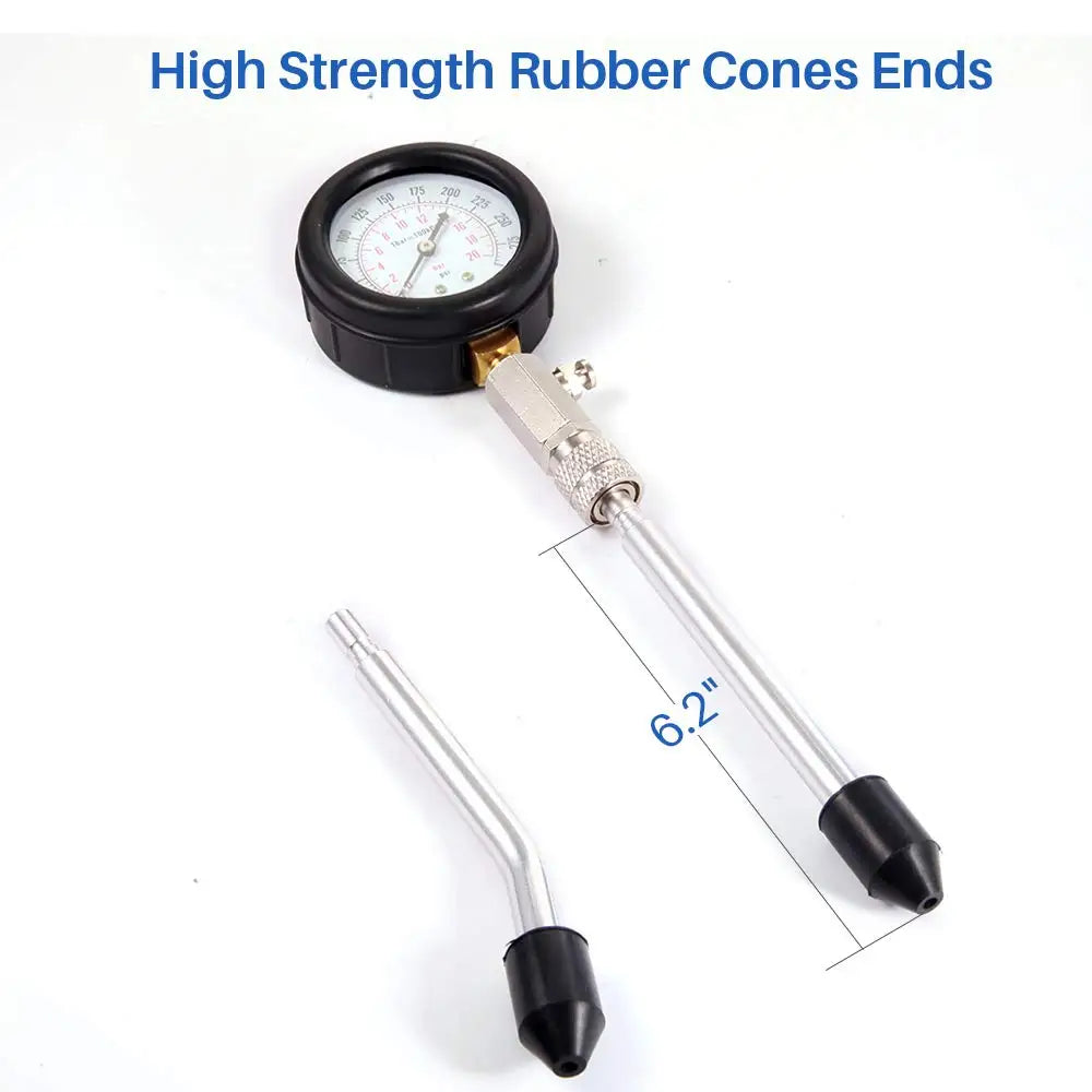 Podofo 8PCS Petrol Engine Cylinder Pressure Gauge 0-300PSI Automotive Compression Tester with Adapters for Vehicle Motorcycle