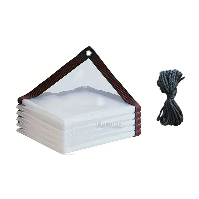 1PC Transparent Rainproof Shading Cloth Tarpaulin Hemming Punching Greenhouse Film Rain Cloth Windproof Plastic Insulation Film