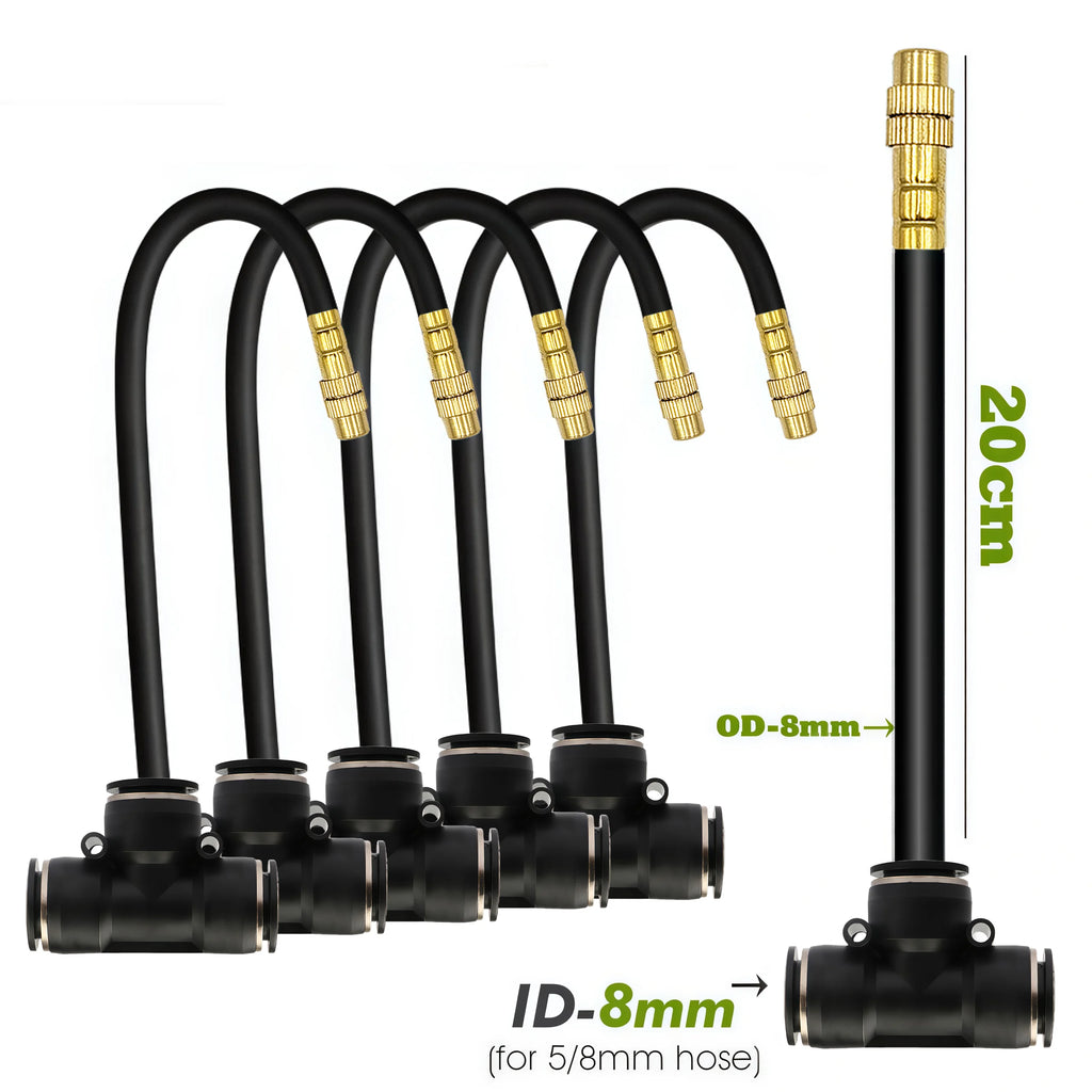 Garden 5 30M 8mm PE Hose 20cm 360 Bending Brass Nozzle Spray Kit Atomized Automatic Irrigation Equipment Plants Mist Watering System