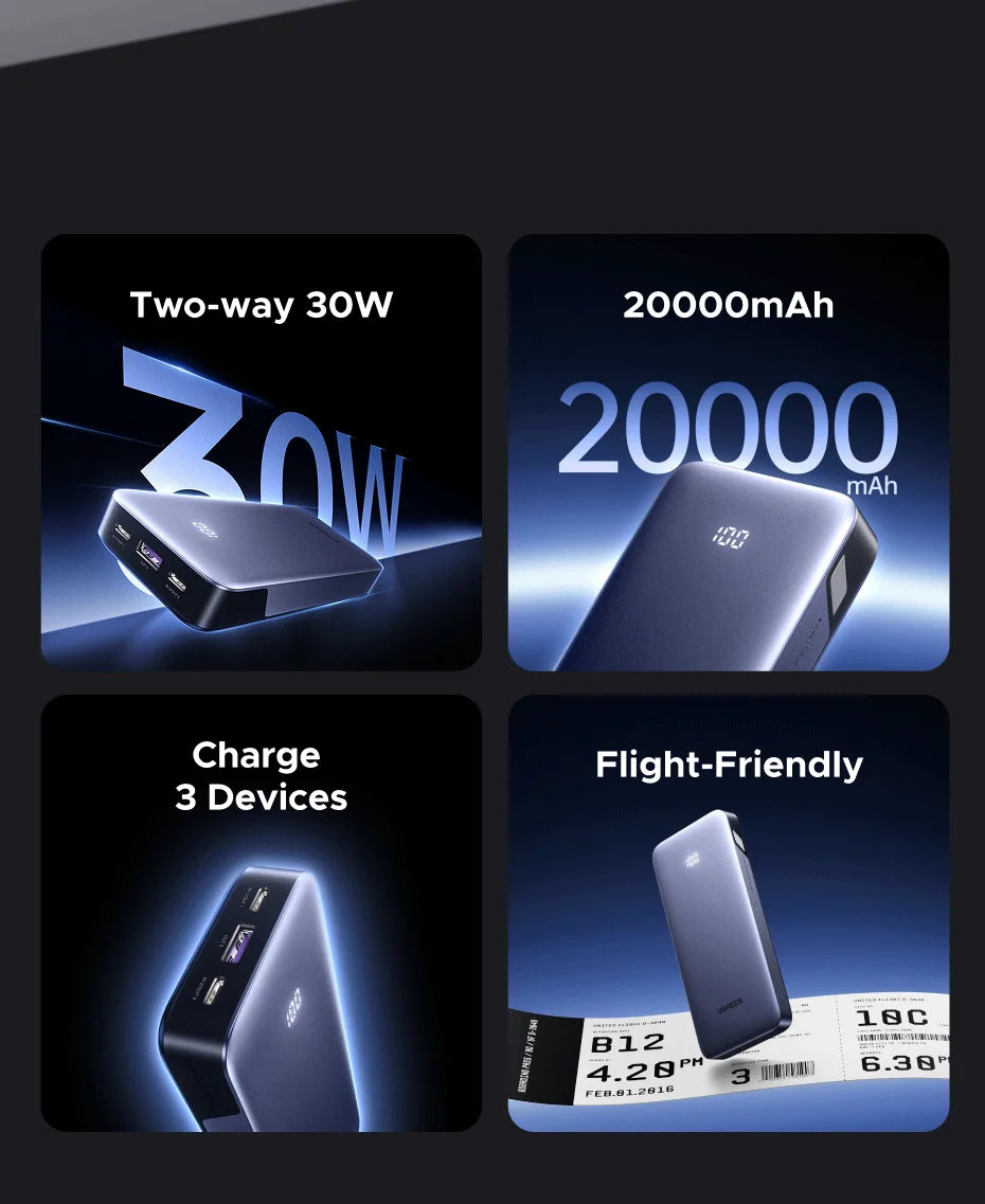 Portable Power Bank 20000mAh 30W Fast Charger with PD Delivery Tidesmit