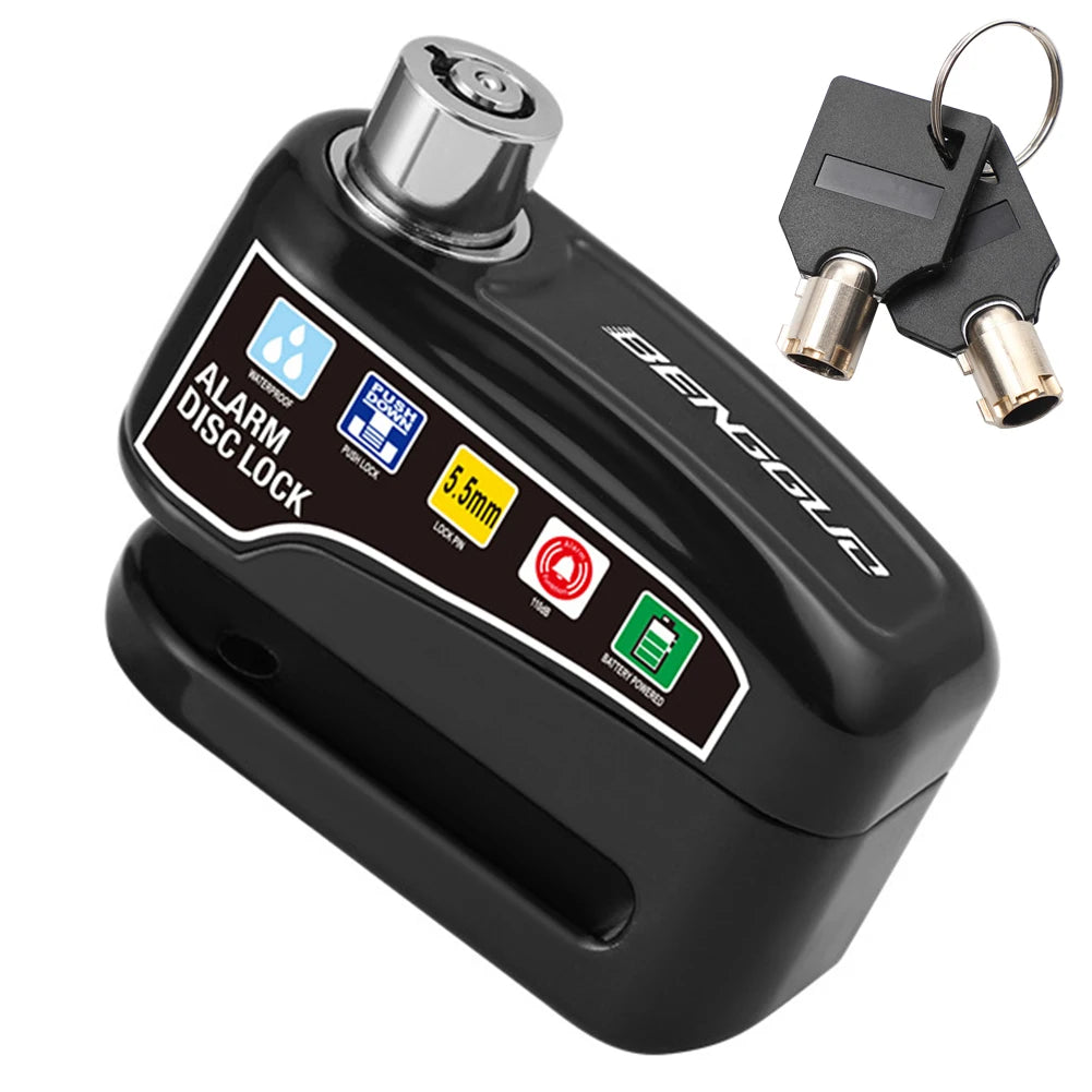Motorcycle Alarm Wheel Disk Brake Lock with Keys Waterproof Bike Alarm Security Padlock Aluminum Alloy Bike Accessories