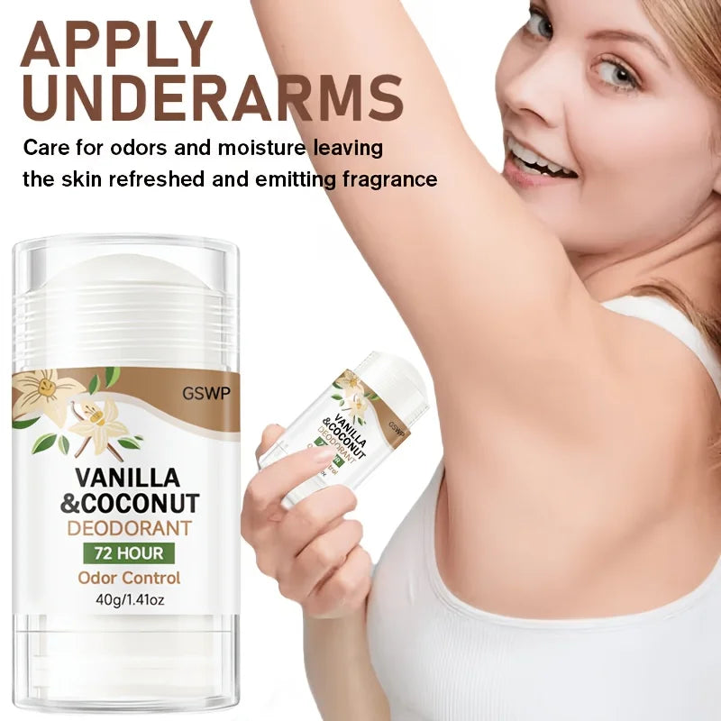 Tidesmit GSWP Vanilla and Coconut aluminum-free deodorant stick for 72-hour non-greasy long-lasting fragrance