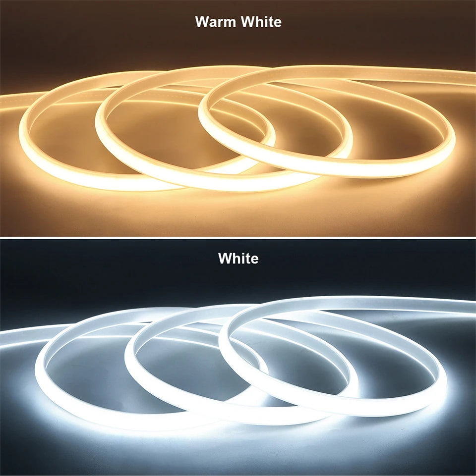 110V 220V Cob LED Tape Outdoor Waterproof Christmas Decor 5/10/20/30M Neon Led Strip with Switch Garden Lights For Kitchen Room