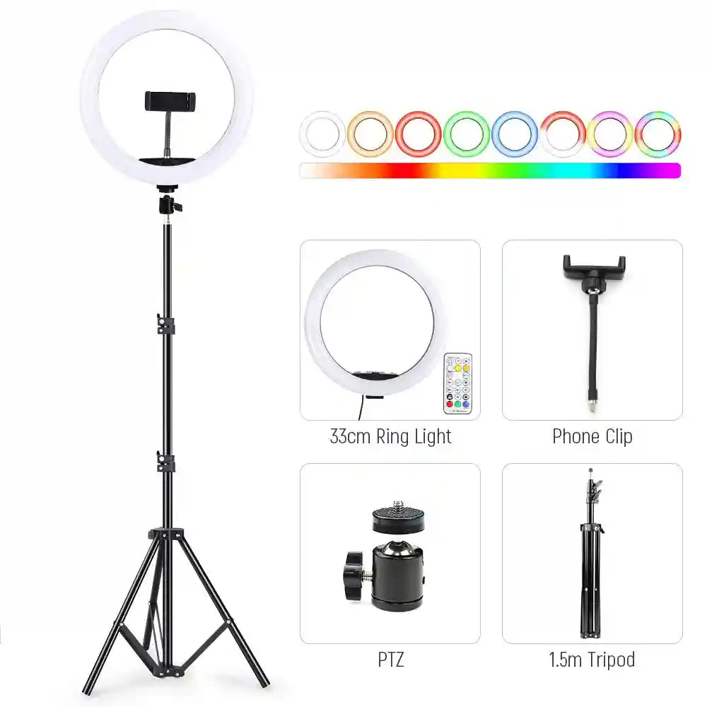 LED Ring Light with Tripod Stand for Pro Content Creation | Tidesmit 33CM RGB Kit 4 Tidesmit