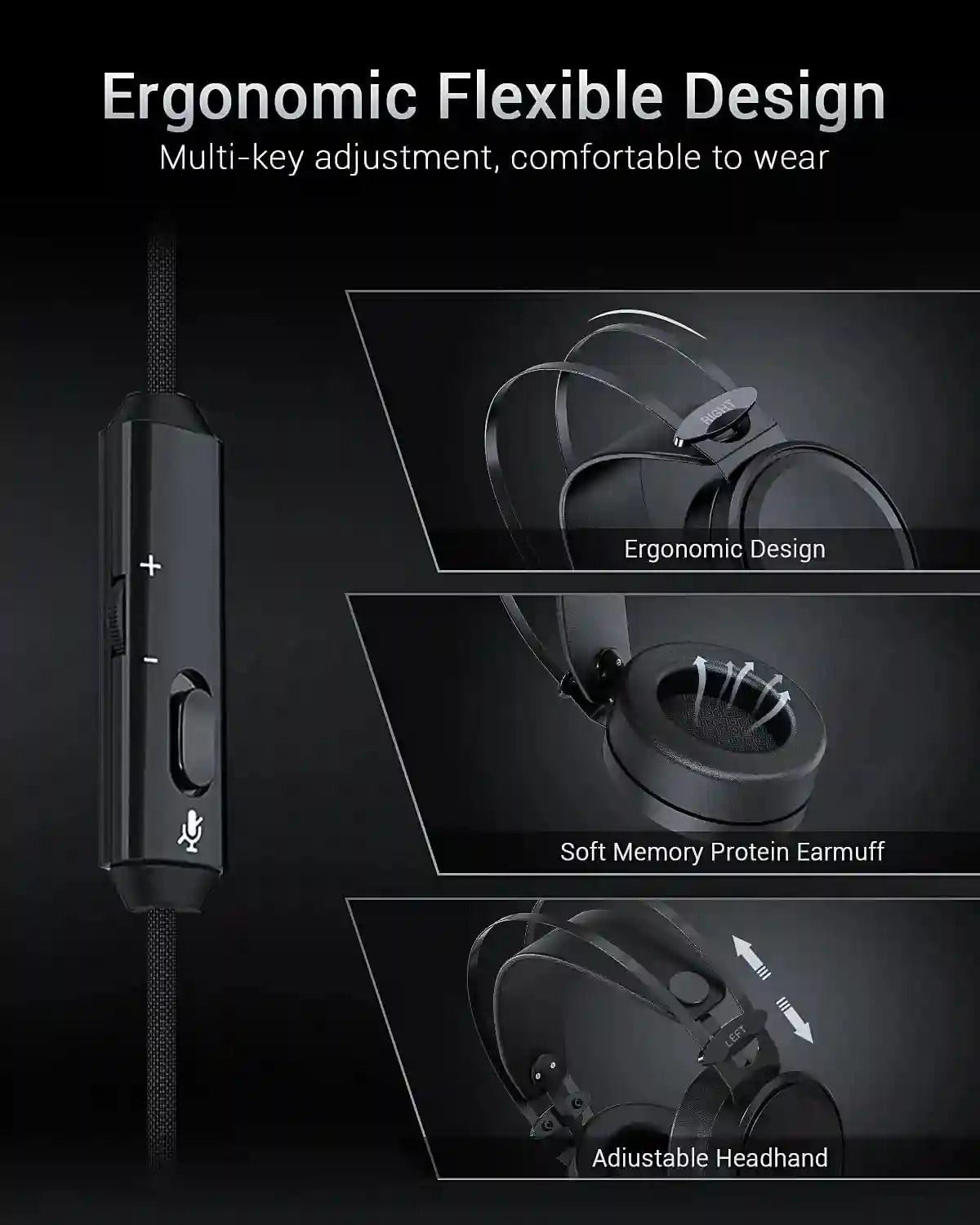 Tidesmit Gaming Headset with Noise Canceling Mic - Black PS5 PC Xbox Tidesmit