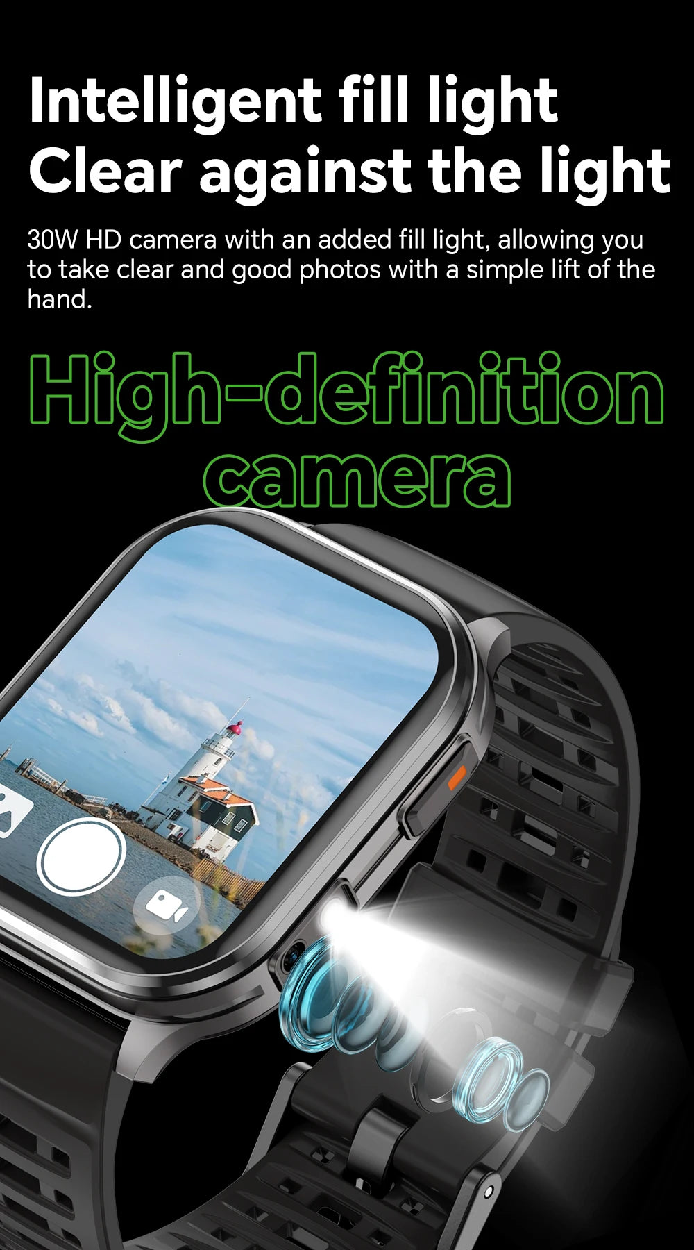 LIGE New 30W Pixel Camera Smart Watch Men 670mAh Battery IP67 Waterproof Sports Fitness Tracker Bluetooth Call Man Smartwatches