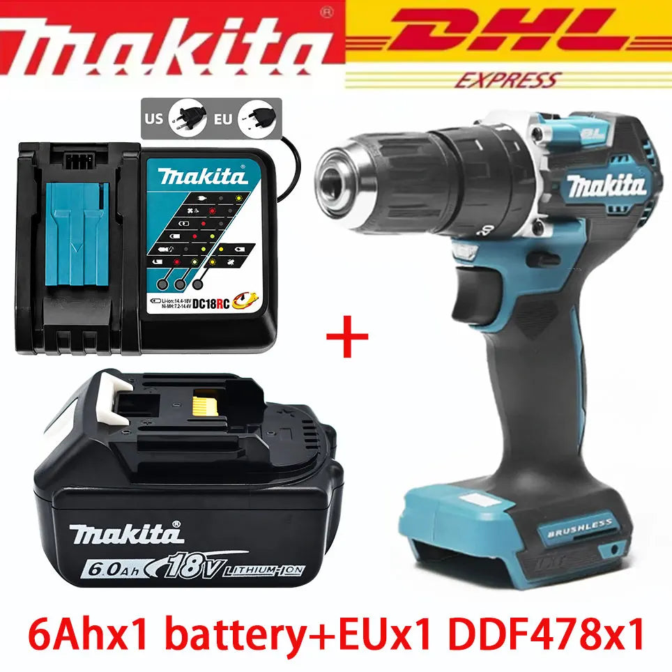 100% Makita DDF487 DDF487 18V Screwdriver Brushless Drill Impact Drill Power Tool Makita 18V Battery