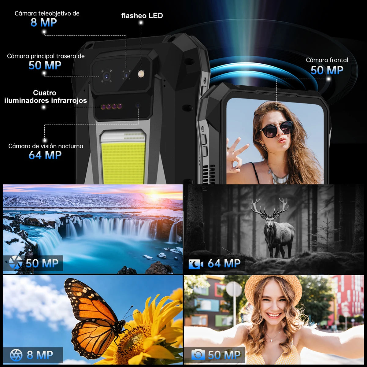 Unihertz TANK X 8849 5G Smartphone 32+512GB Built-in 1080P 220 lumen Projector 50MP+64MP Camara Android 15 17600mah Battery NFC
