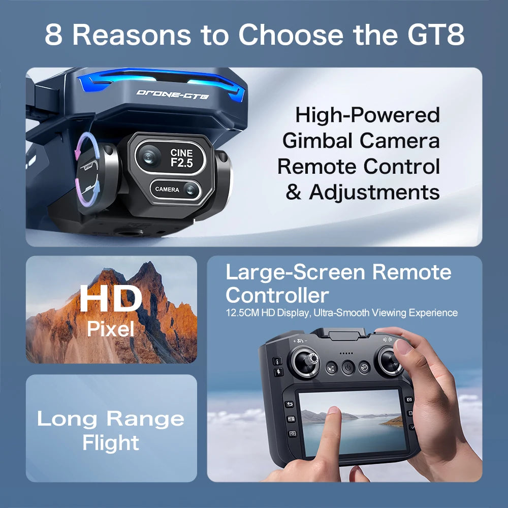 4K Camera Drone Foldable Obstacle Avoidance Quadcopter GT8 Series Tidesmit