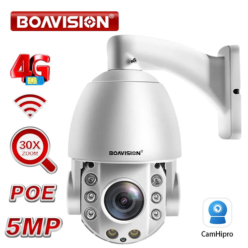 5MP PTZ outdoor security dome camera with PoE, two-way audio, and 30x zoom