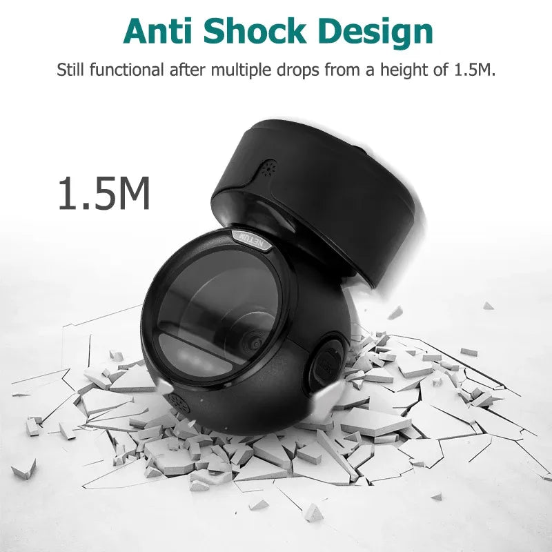 Black desktop omnidirectional 2D barcode scanner with rugged anti-shock housing
